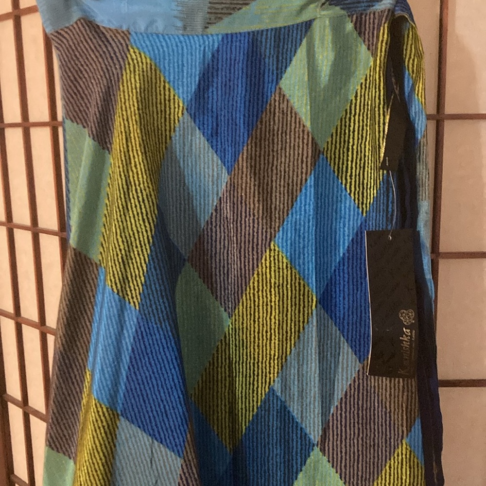 Blue and Green Patterned Women's Skirt - Picture 2 of 8